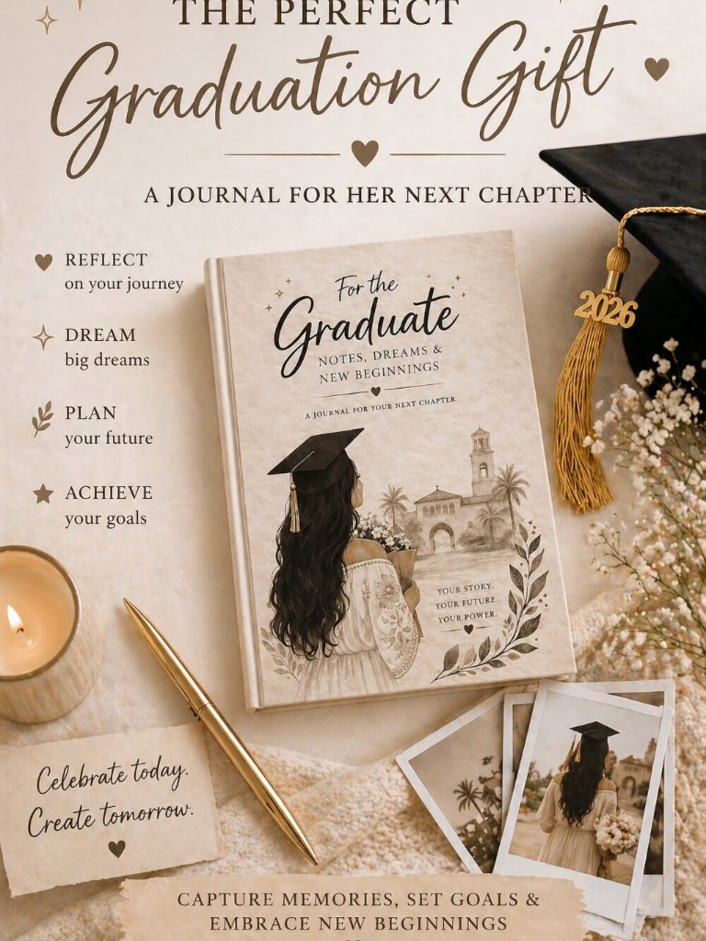 For the Graduate Journal - Soft Neutral Floral Cover - Picture 9 of 9